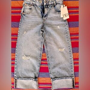 Zara Light Blue Denim Cuffed Jeans